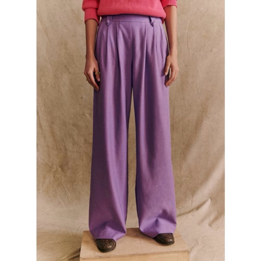 Sezane LouLou Trousers Lavender Linen